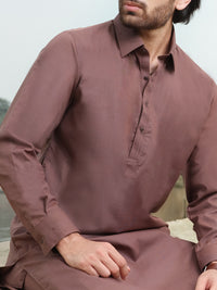 Brown Blended Kameez Shalwar - ALWA-KS-206
