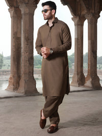 Brown Blended Kameez Shalwar - ALWA-KS-208