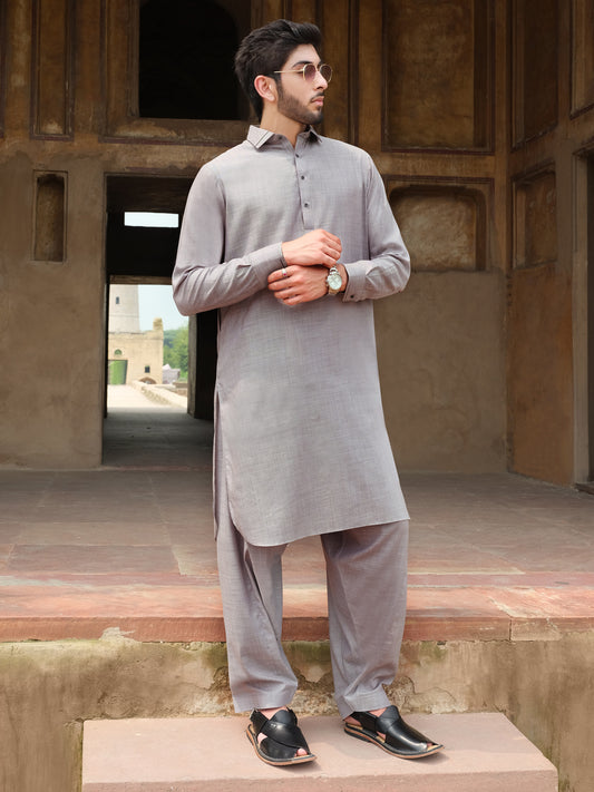 Grey Blended Kameez Shalwar - ALWA-KS-220