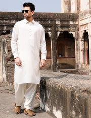 Off White Blended Kameez Shalwar - ALWA-KS-243