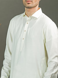 Off White Blended Kameez Shalwar - ALWA-KS-249