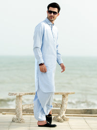 Light Blue Blended Kameez Shalwar - ALWA-KS-250