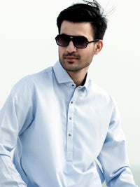 Light Blue Blended Kameez Shalwar - ALWA-KS-250