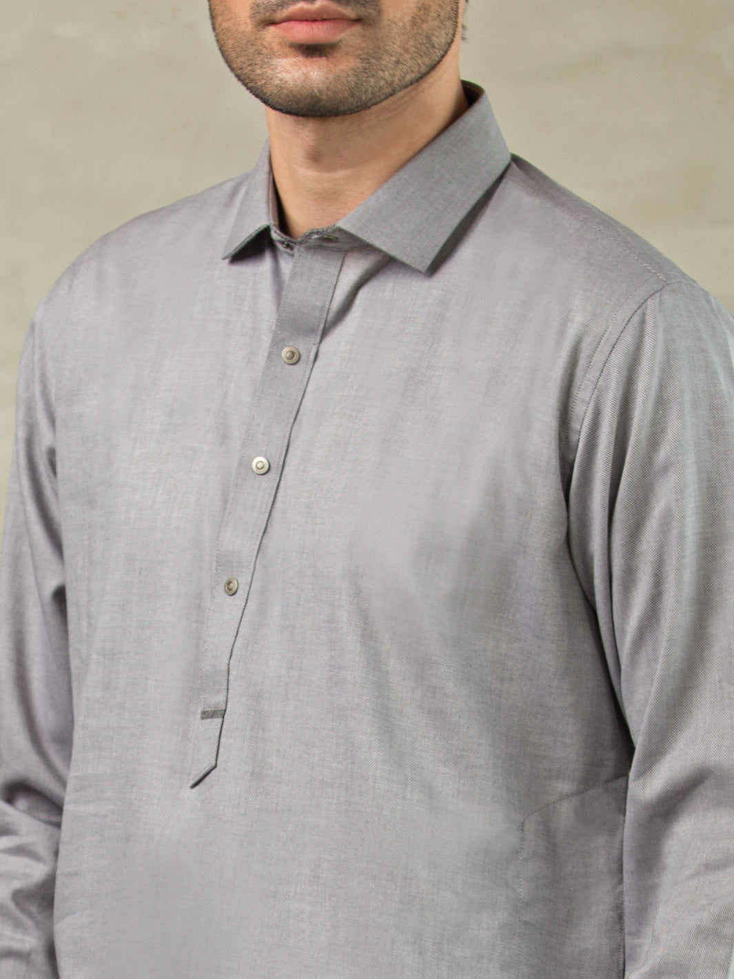 Light Grey Blended Kameez Shalwar - ALWA-KS-251