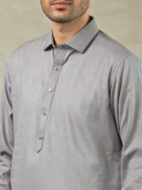 Light Grey Blended Kameez Shalwar - ALWA-KS-251