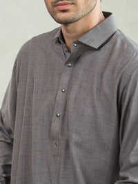 Light Grey Blended Kameez Shalwar - ALWA-KS-256