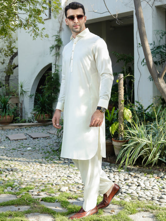 Off White Kameez Shalwar - ALWA-KS-277