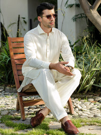 Off White Kameez Shalwar - ALWA-KS-277