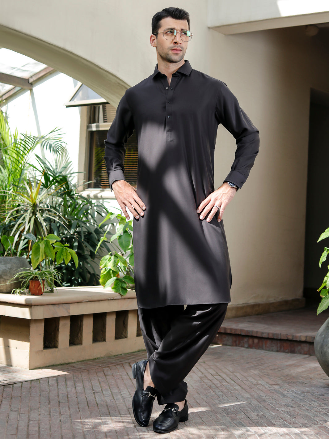 Dark Grey Kameez Shalwar - ALWA-KS-283