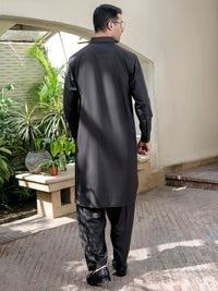 Dark Grey Kameez Shalwar - ALWA-KS-283