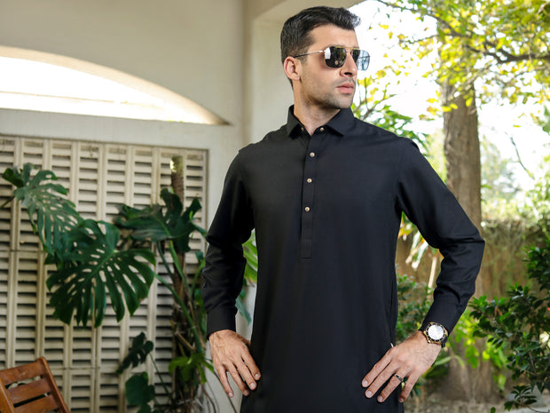 Black Kameez Shalwar - ALWA-KS-284