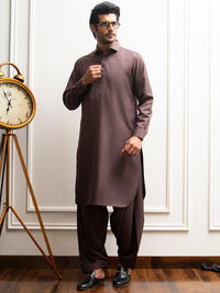 Brown Blended Kameez Shalwar - ALWA-KS-286
