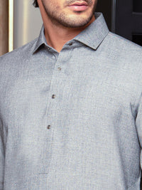 Light Grey Blended Kameez Shalwar - ALWA-KS-292