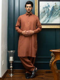 Rust Blended Kameez Shalwar - ALWA-KS-294