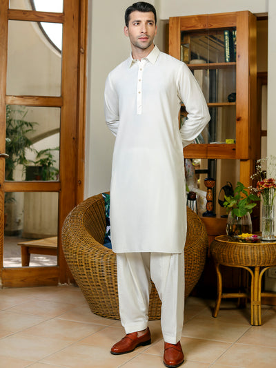 Off White Kameez Shalwar - ALWA-KS-306