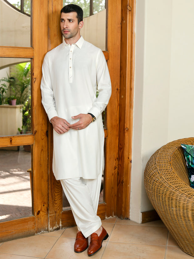 Off White Kameez Shalwar - ALWA-KS-306