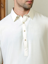 Off White Kameez Shalwar - ALWA-KS-306