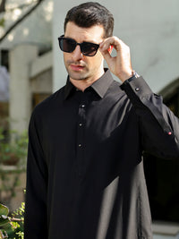 Black Blended Kameez Shalwar - ALWA-KS-307
