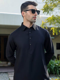 Black Blended Kameez Shalwar - ALWA-KS-307