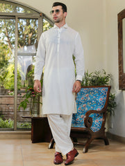 White Kameez Shalwar - ALWA-KS-312