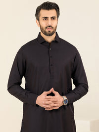Dark Brown Blended Kameez Shalwar - ALWA-KS-318