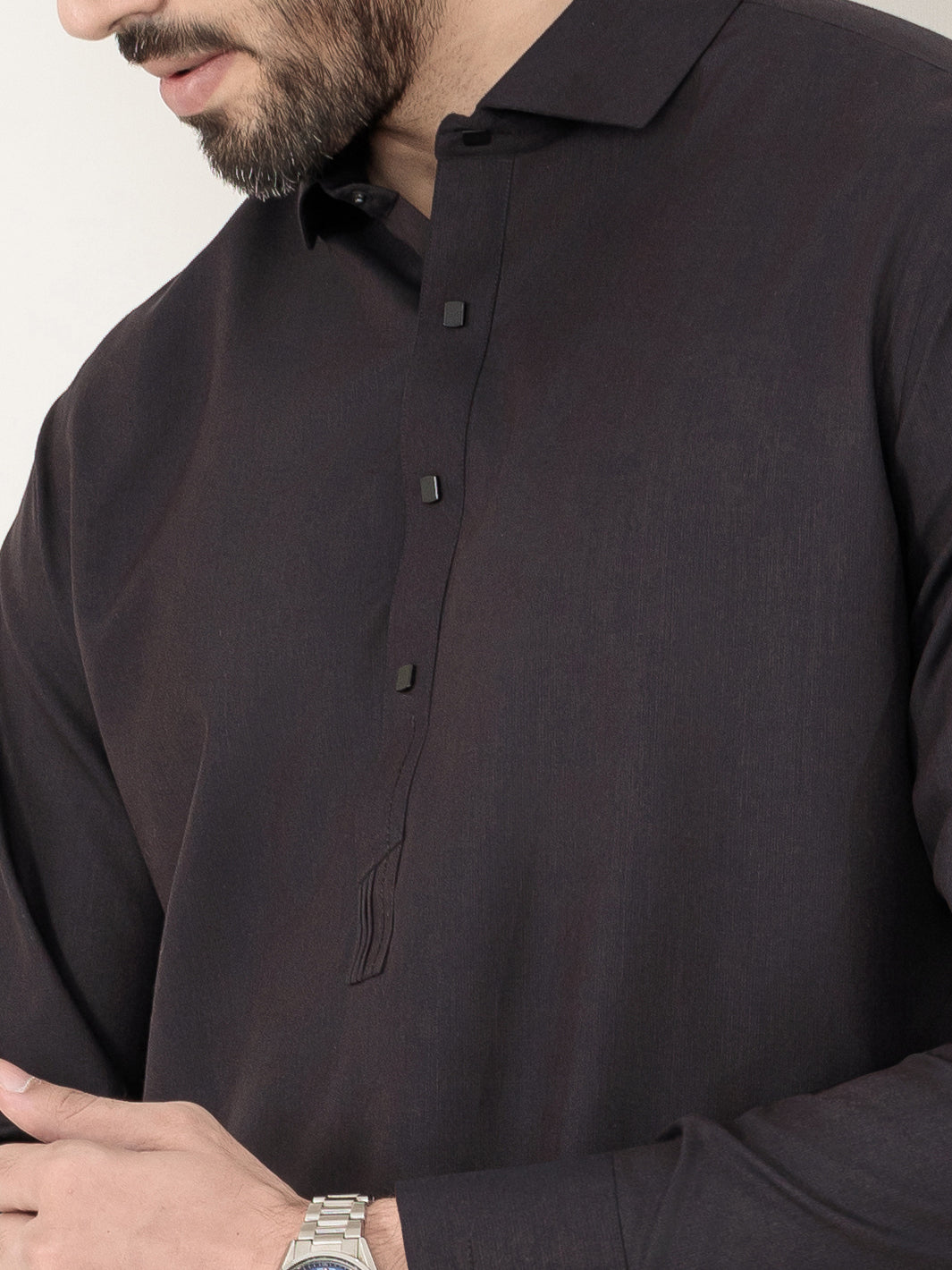 Dark Brown Blended Kameez Shalwar - ALWA-KS-318