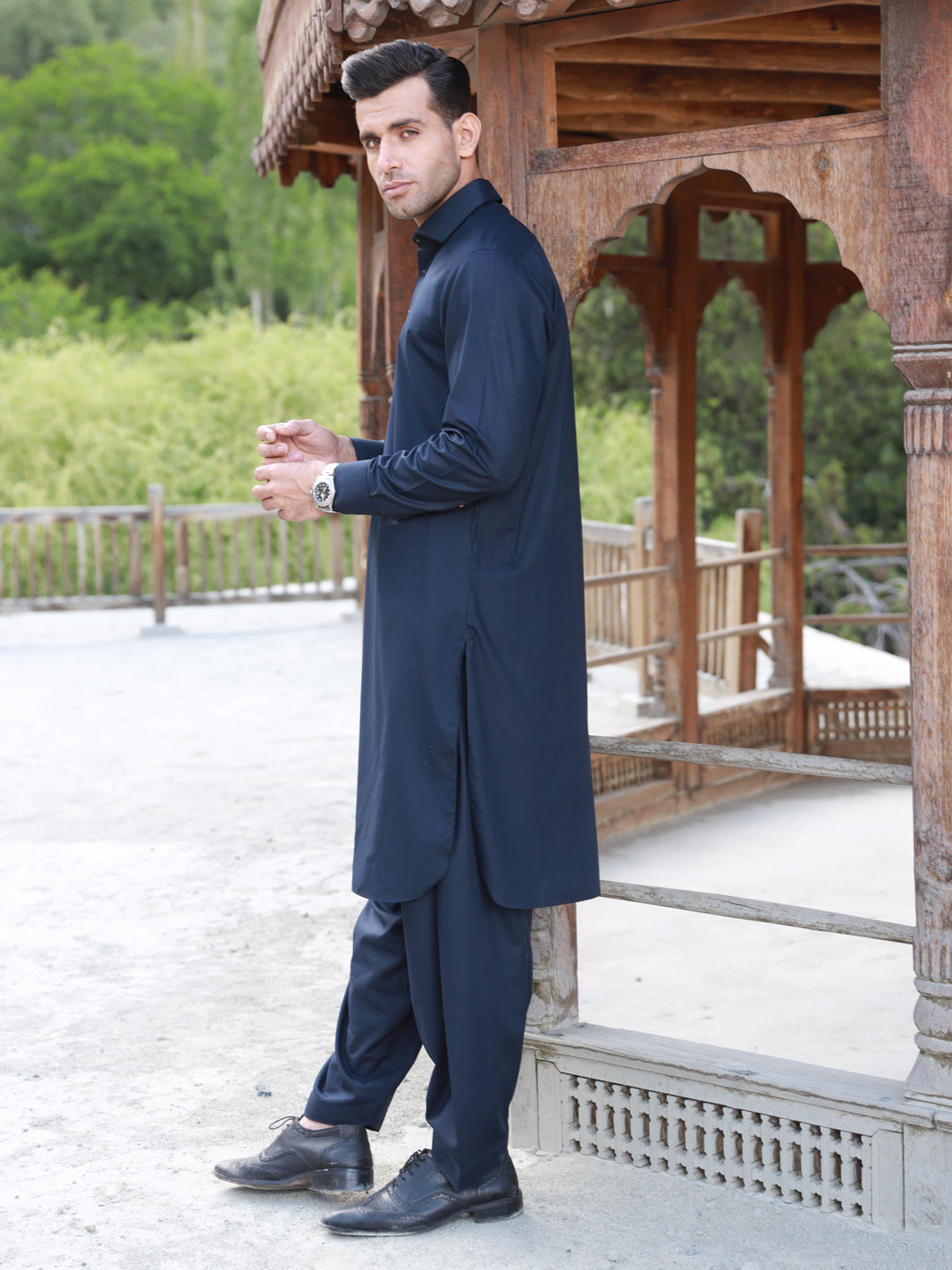 Midnight Blue Blended Kameez Shalwar - ALWA-KS-319