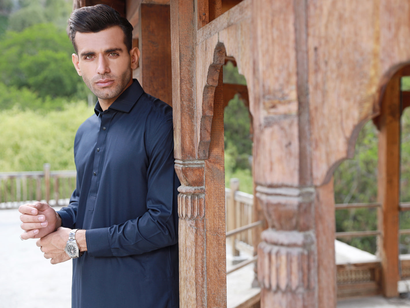 Midnight Blue Blended Kameez Shalwar - ALWA-KS-319