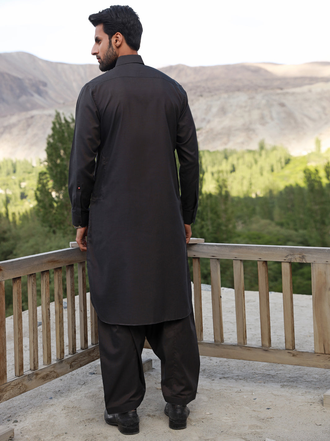 Dark Grey Blended Kameez Shalwar - ALWA-KS-321