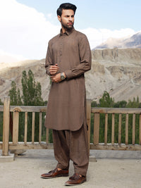 Brown Blended Kameez Shalwar - ALWA-KS-329
