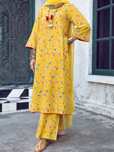 Yellow Lawn 3 Piece Stitched - ALP-3PS-1293