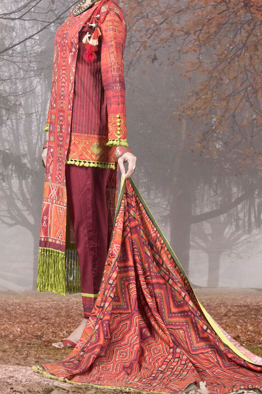 Orange Cambric 3Pc Stitched - AWP-171