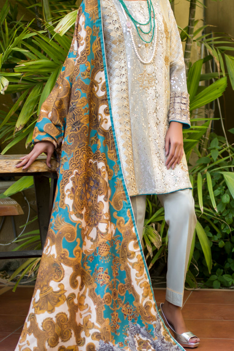 Light Green Khaddar/Qureshia 3 Piece Stitched - AWP-190