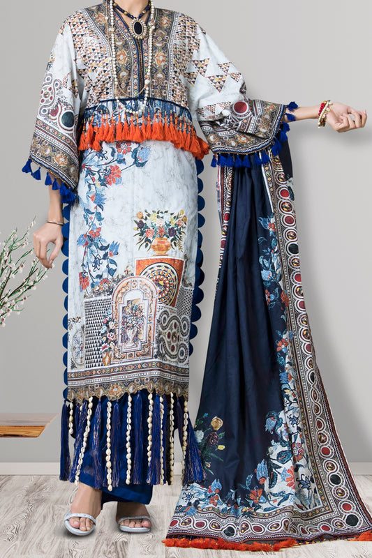 White Marble Cambric 2Pc Unstitched - AWP-200
