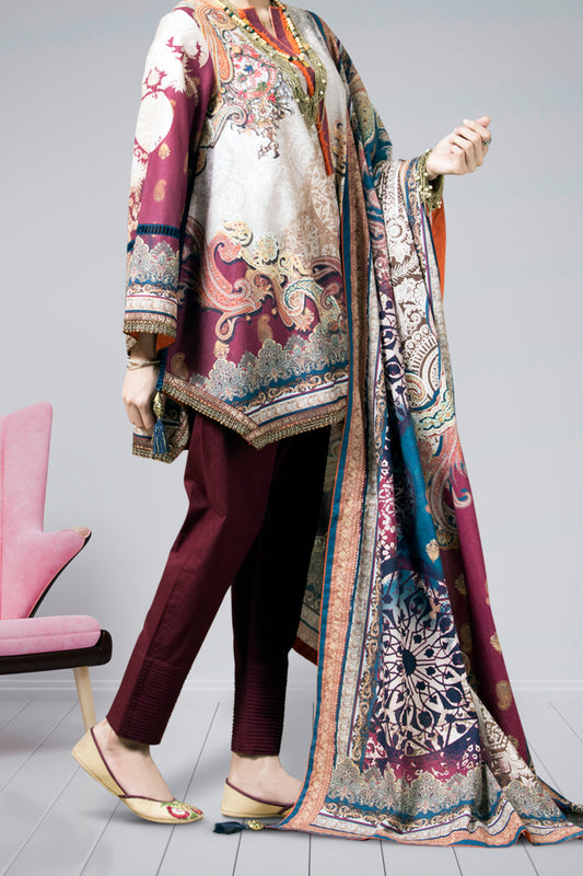 Maroon Cambric 2Pc Unstitched - AWP-202