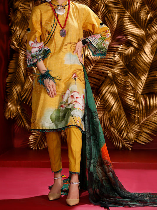 Yellow Khaddar 3 Piece Unstitched - AWP-3PS-283