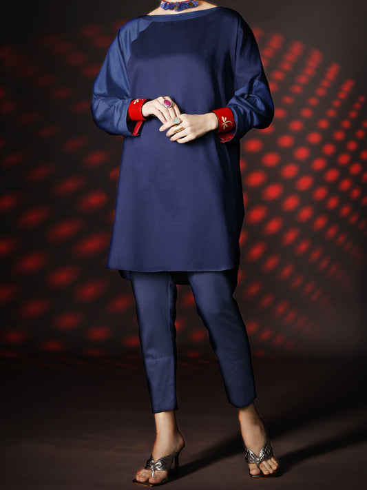 Blue Cotton Jacquard 2 Piece Stitched - AWP-2PS-303