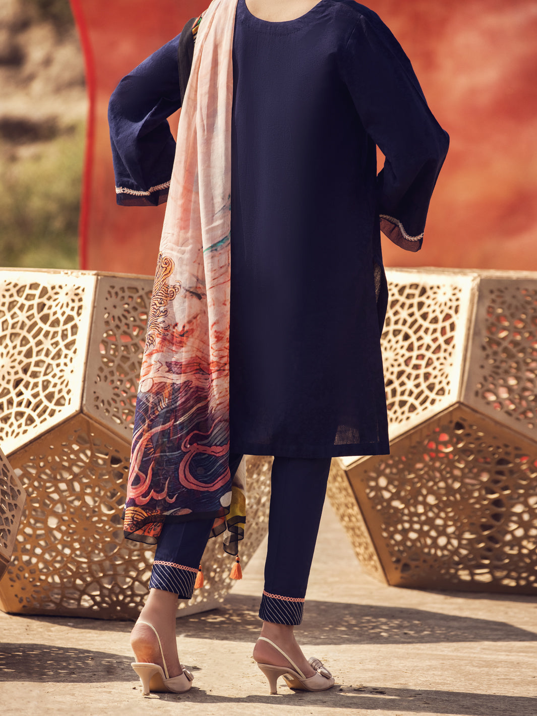 Blue 3 Piece Stitched - AWP-3PS-337A