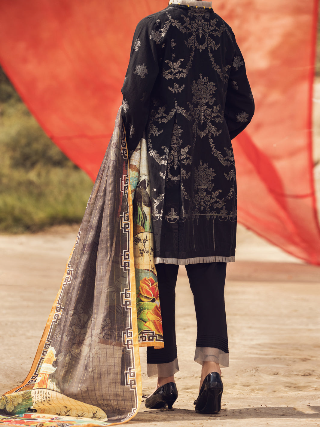 Black Jacquard 3Pc Stitched - AWP-3PS-338