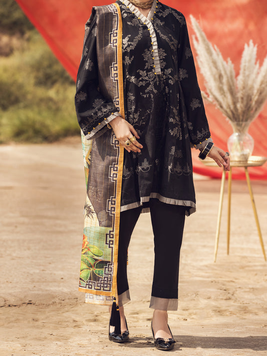 Black Jacquard 3 Piece Stitched - AWP-3PS-338