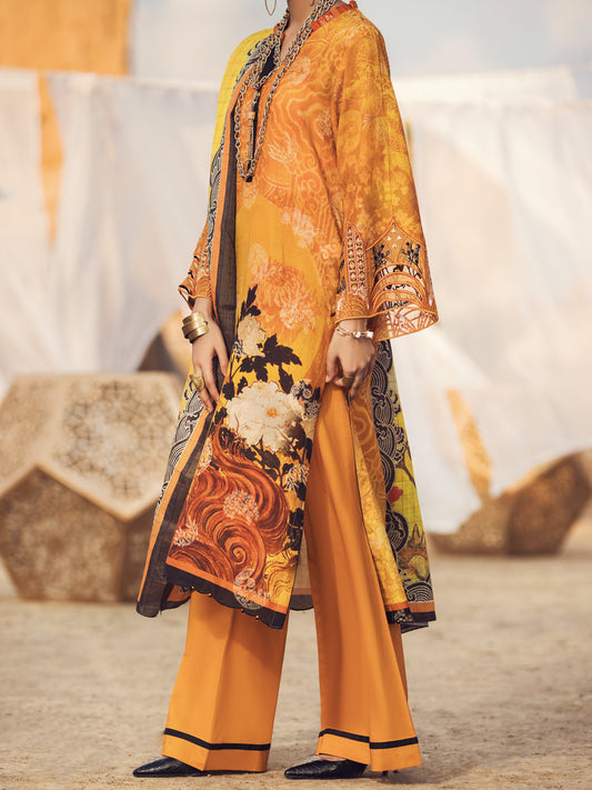 Mustard Jacquard 3 Piece Unstitched - AWP-3PS-339A