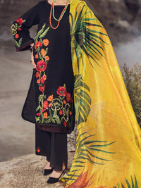 Black Khaddar 3 Piece Stitched - AWP-3PS-349