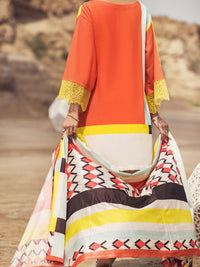 Orange Karandi 3Pc Unstitched - AWP-3PS-352