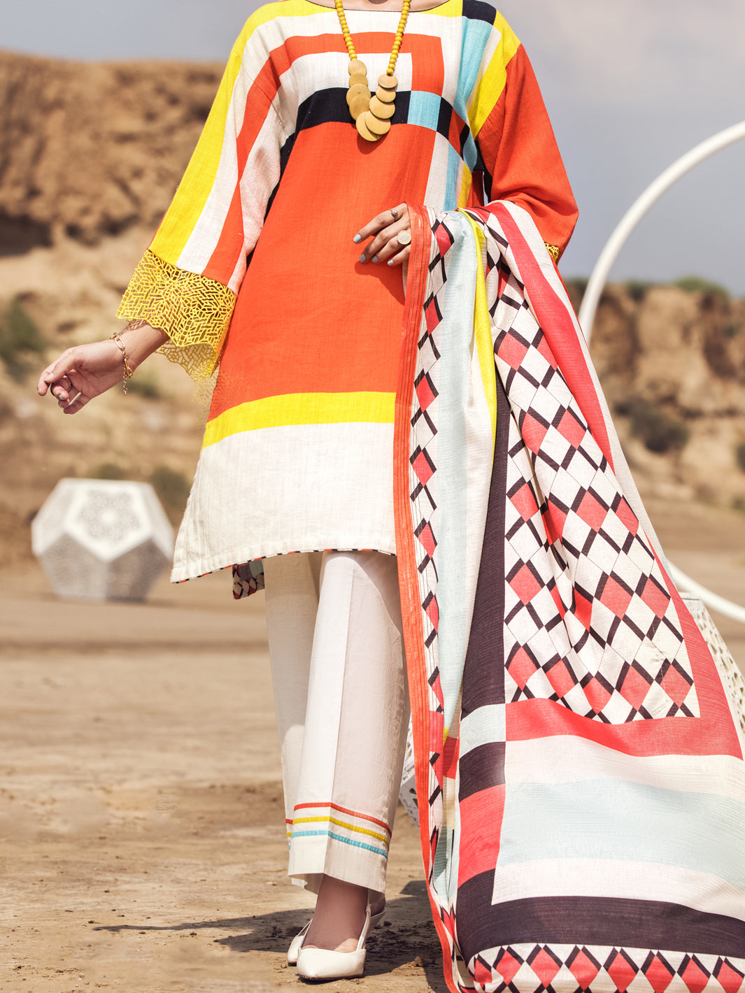 Orange Khaddar 3Pc Stitched - AWP-3PS-352