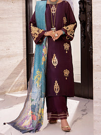 Purple Raw Silk 3Pc Stitched - AWP-3PS-360