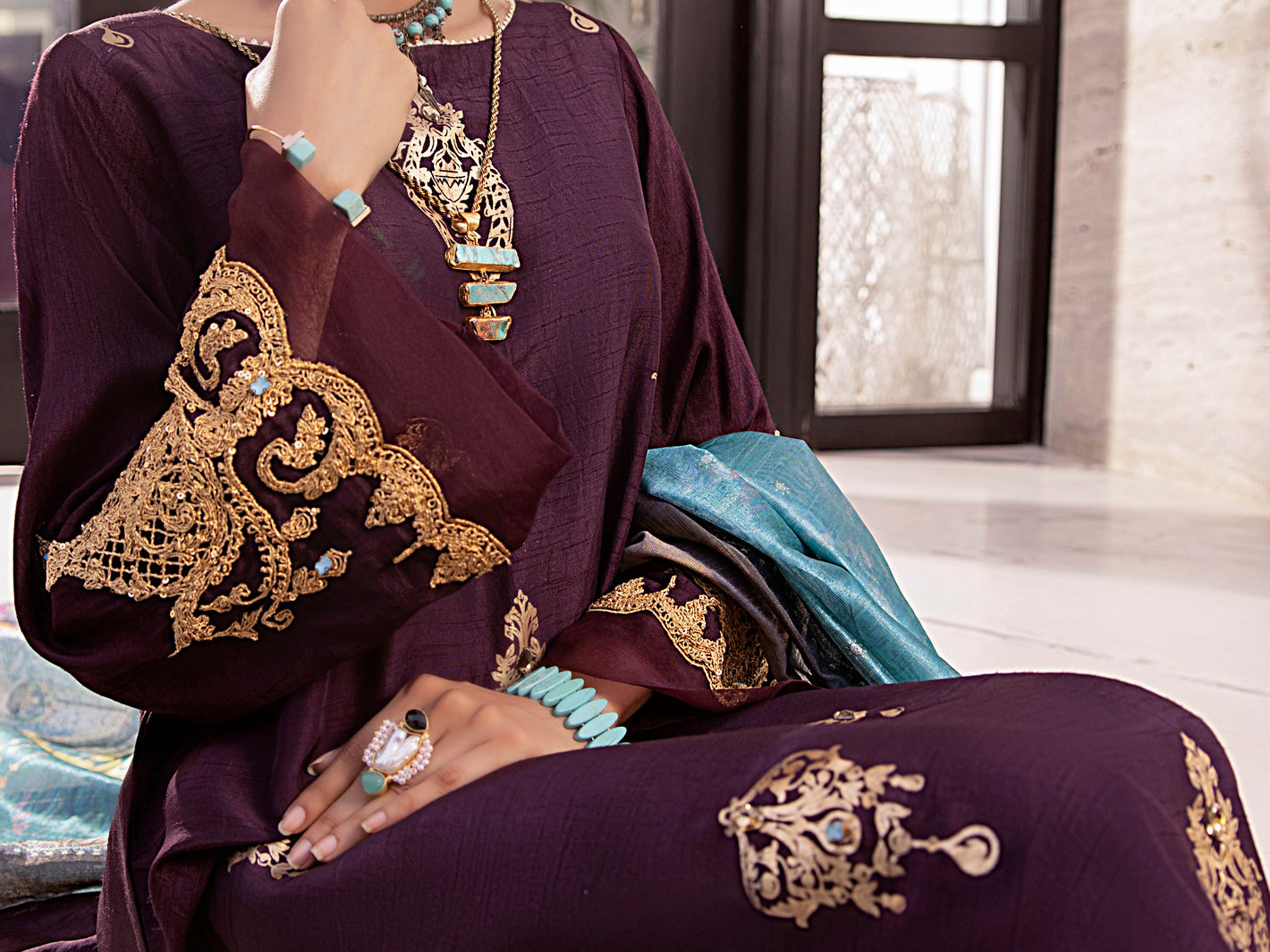 Purple Raw Silk 3Pc Stitched - AWP-3PS-360