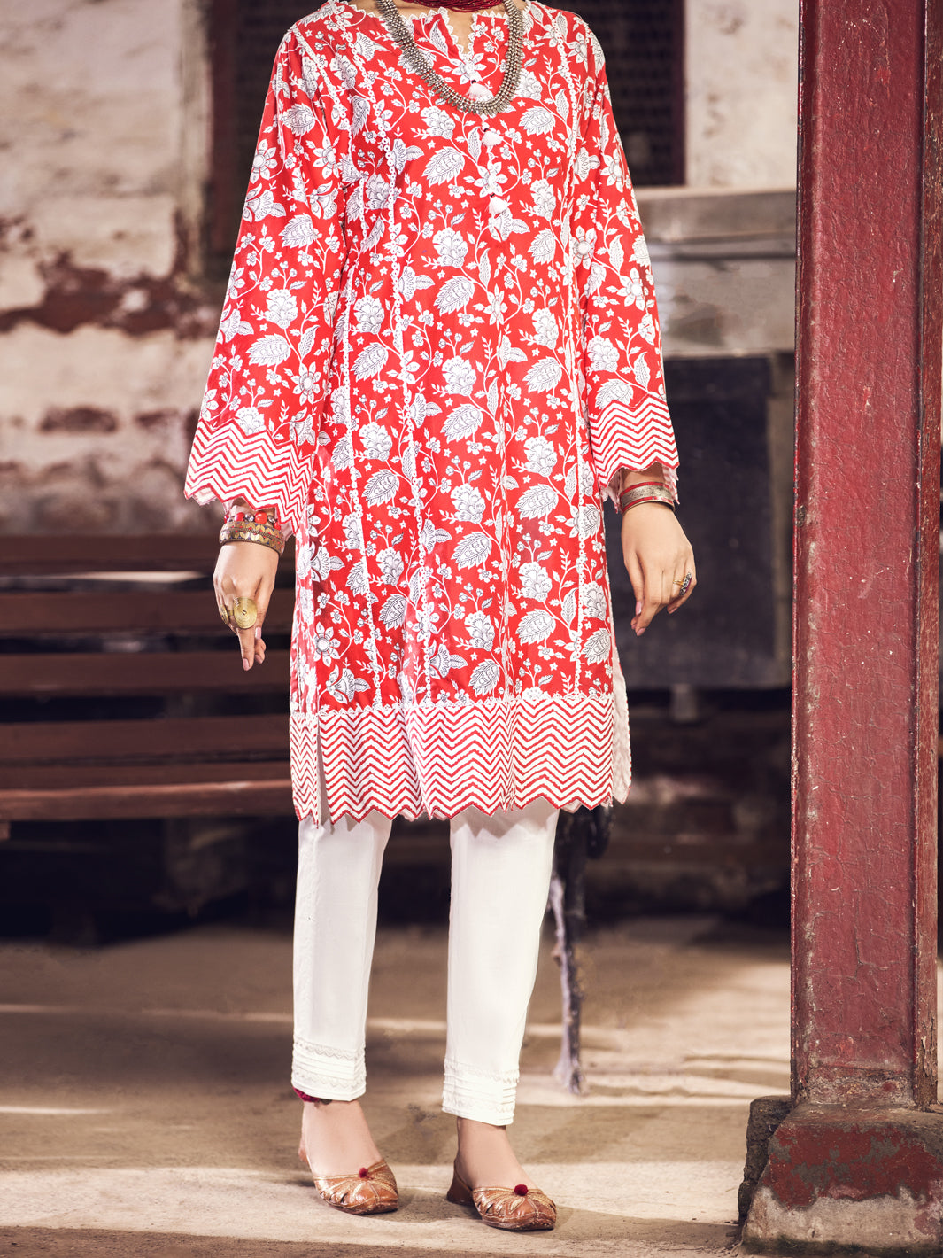 Red Cambric 2Pc Unstitched - AWP-2PS-367