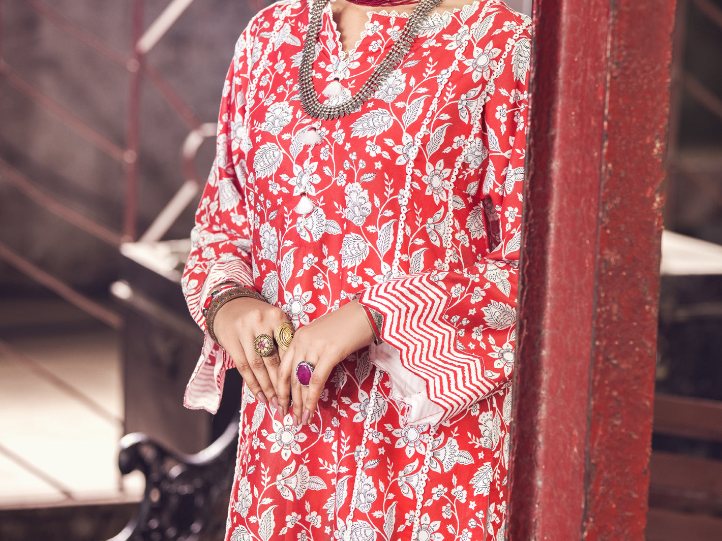 Red Cambric 2Pc Unstitched - AWP-2PS-367