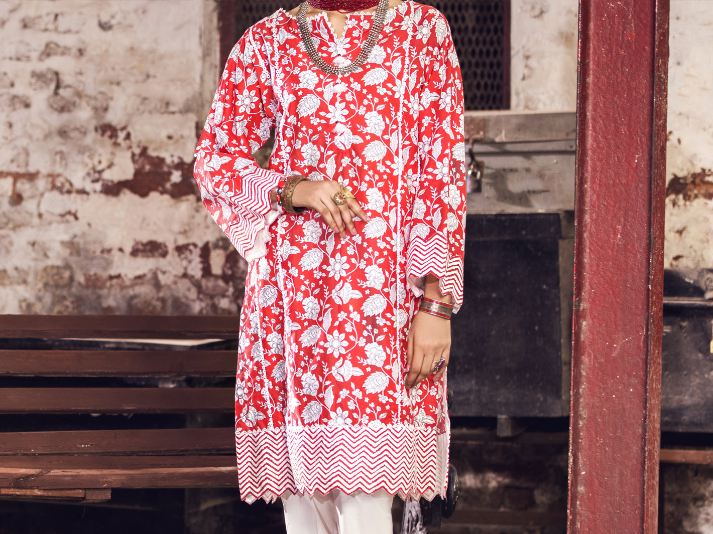 Red Cambric 2Pc Unstitched - AWP-2PS-367