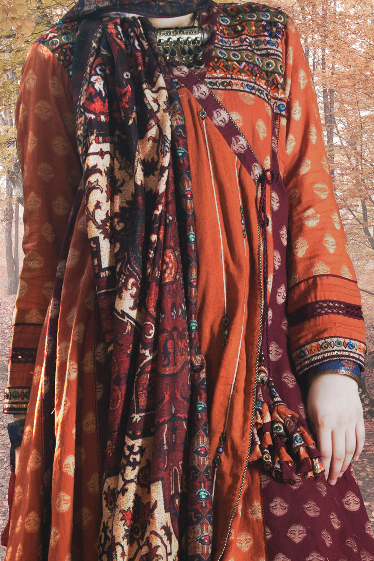 Orange Karandi + Khaddar 3 Piece Stitched - AWP-181